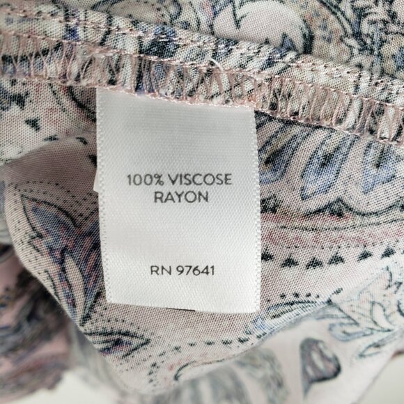 J Jill Relaxed Long Sleeve Piped Paisley Print Top Pink Boho Popover Size Small - Picture 5 of 7